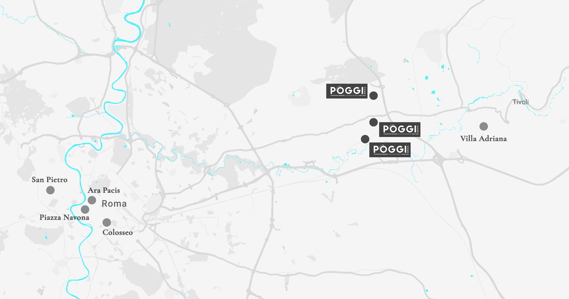 mappa cave di travertino romano dei fratelli poggi