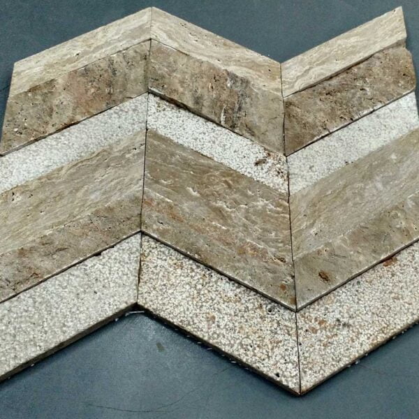 Irregular Mosaic Processing Travertino Romano
